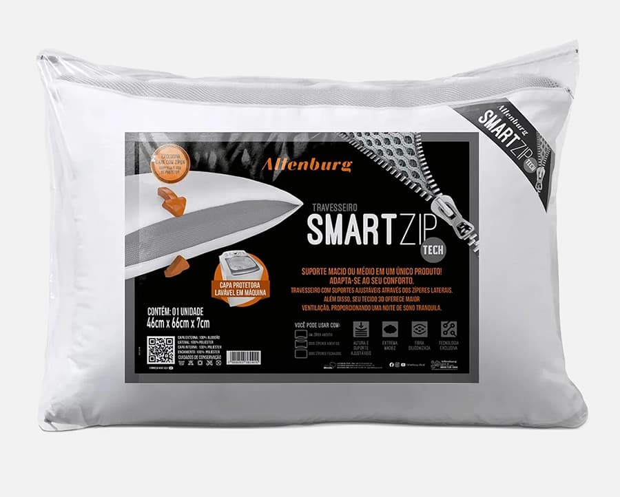 Travesseiro Altenburg Smart Zip Tech 0.46x0.66m