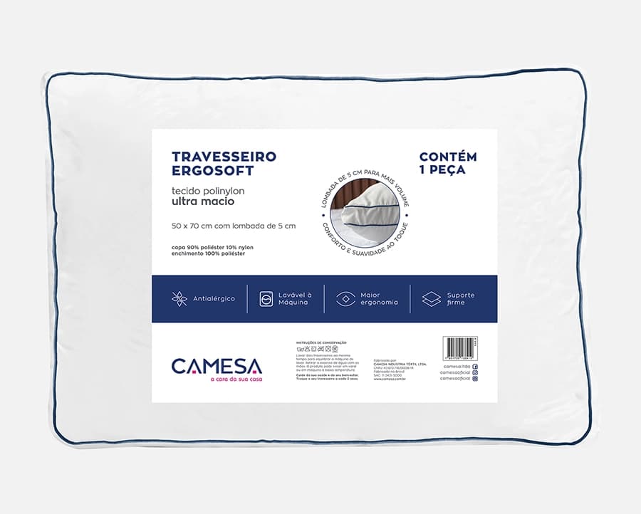 Travesseiro Camesa Ergosoft 0.50x0.70m