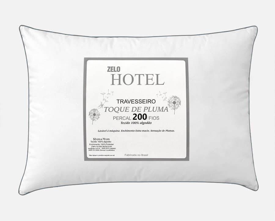 Travesseiro Zelo Hotel Toque de Pluma 0.50x0.70m - Percal 200 Fios