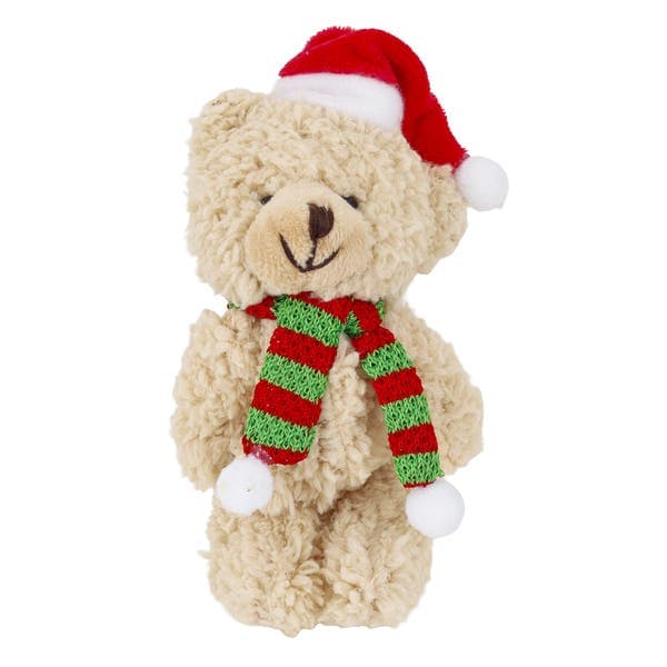 Urso de Pelúcia com Gorro de Natal Cromus 13x5,5cm