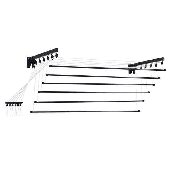 Varal de Parede sem Abas Aço Preto 120x8x57cm Prático Secalux