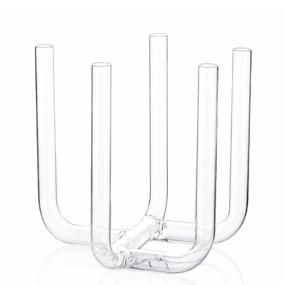Vaso de Vidro Tubes com 5 Pontas 14x15cm