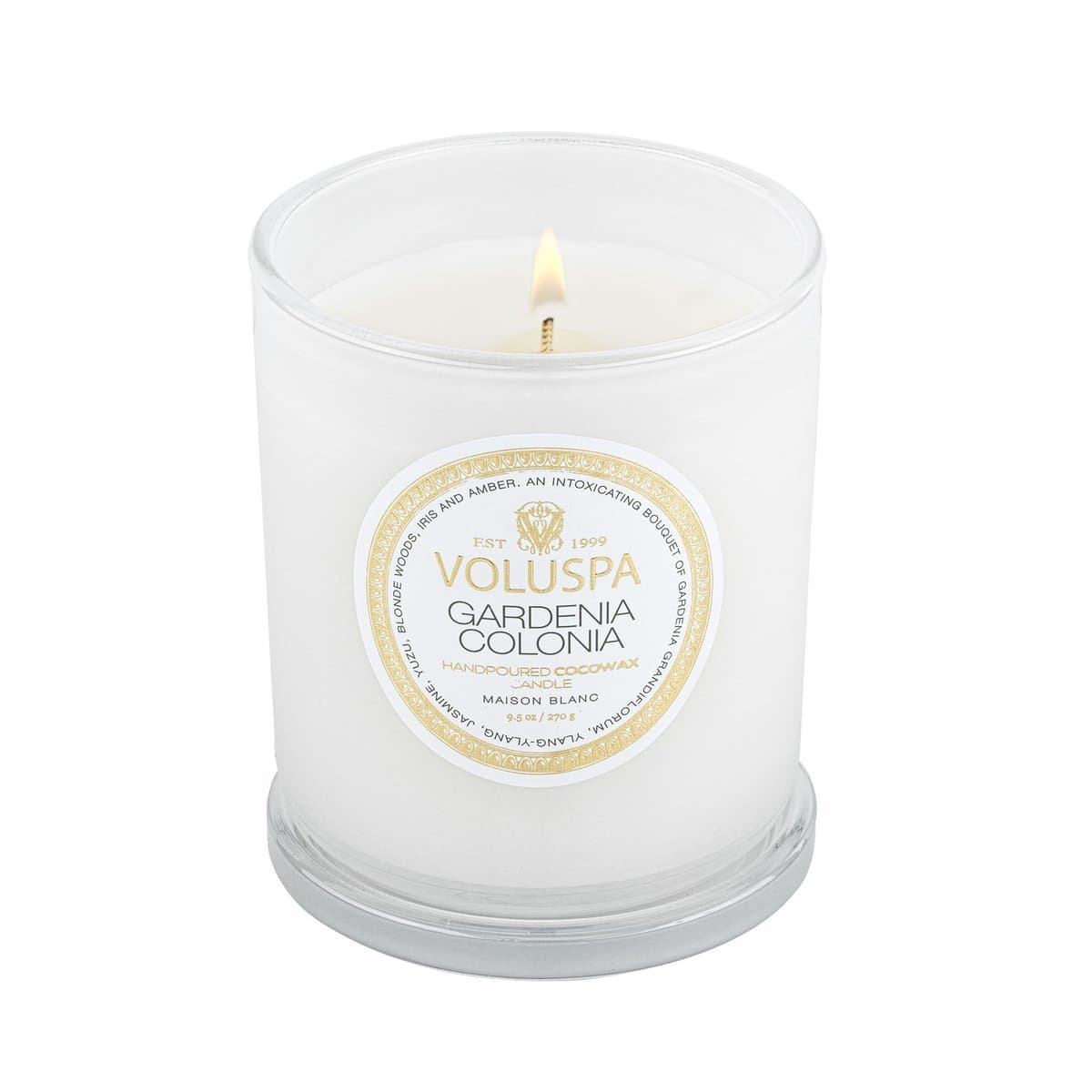 Vela Copo de Vidro Gardenia Colonia Voluspa 60 Horas