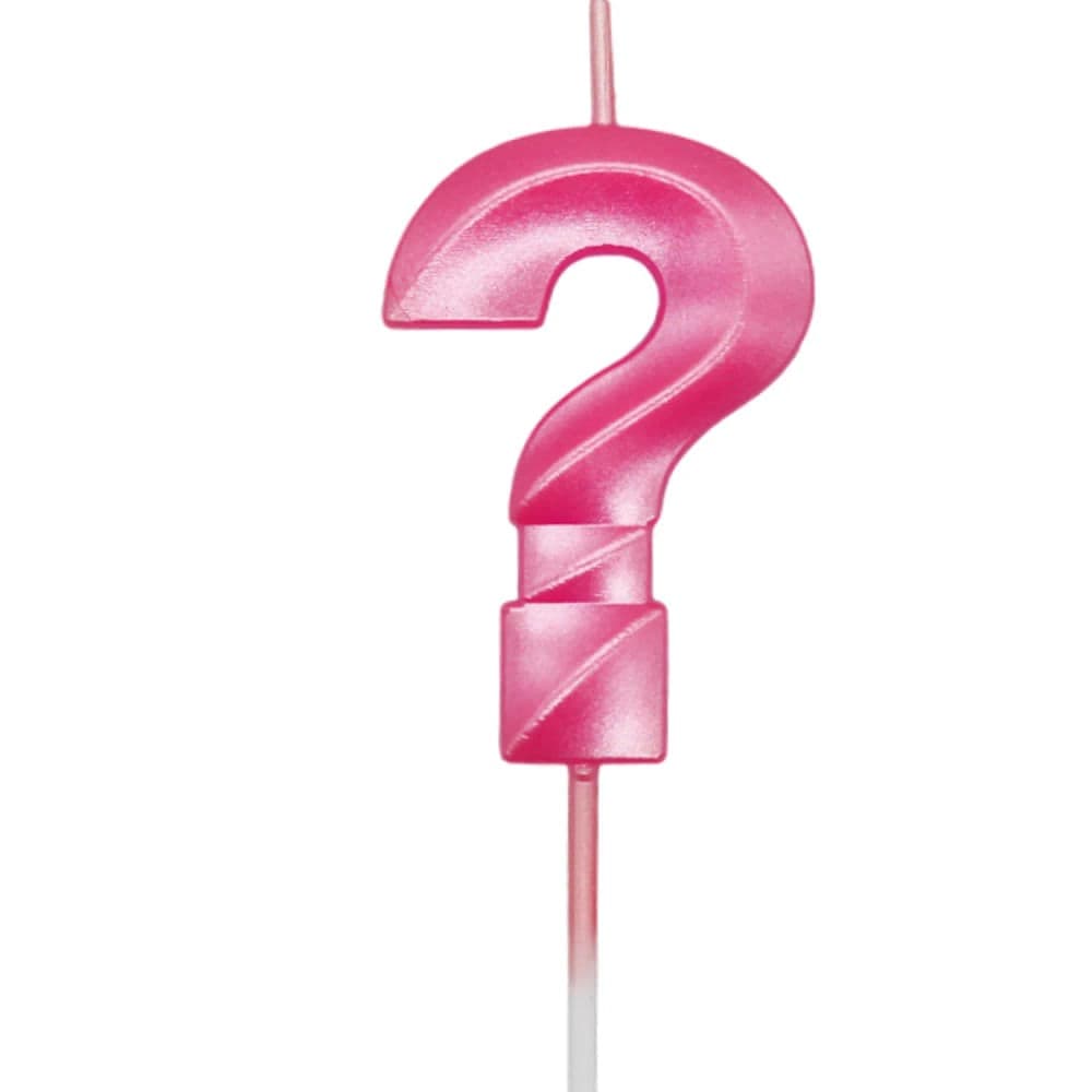 Vela de Aniversário Mini Interrogação Rosa - Silver Plastic