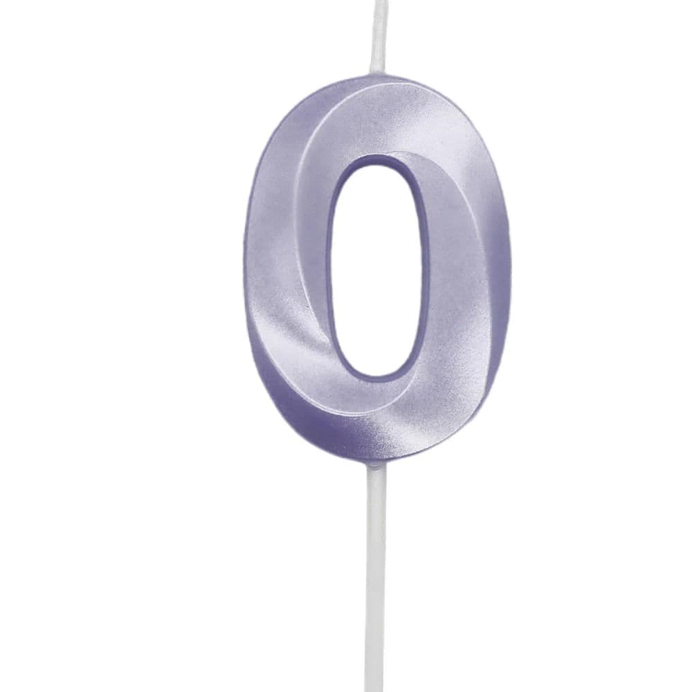 Vela de Aniversário Mini Número 0 Lilás Candy - Silver Plastic