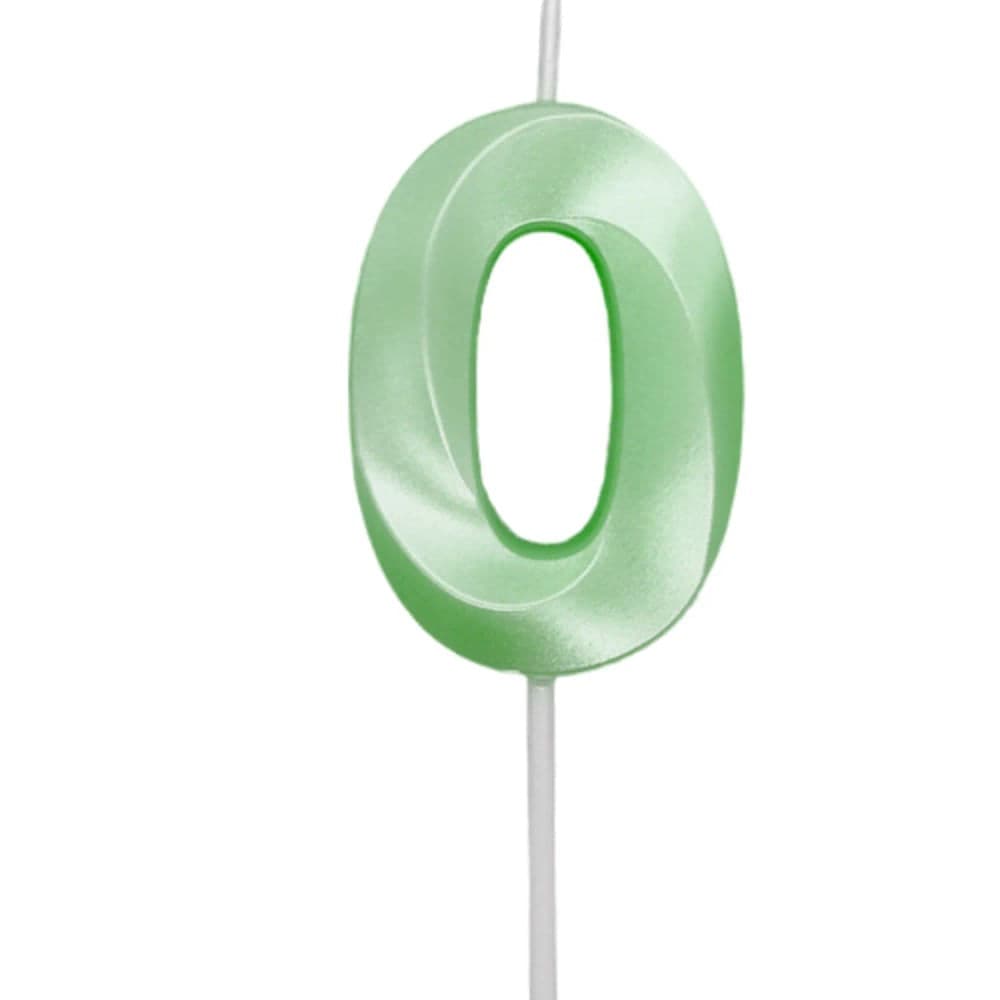 Vela de Aniversário Mini Número 0 Verde Candy - Silver Plastic