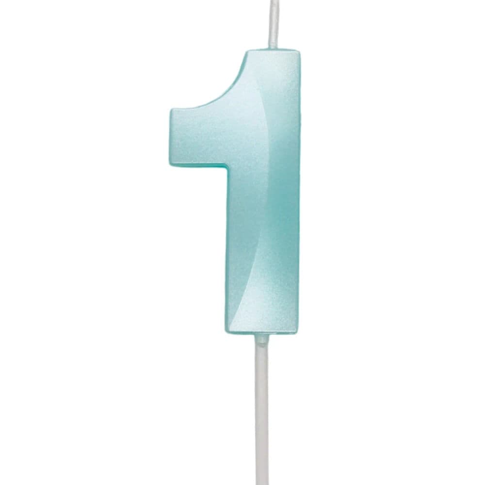 Vela de Aniversário Mini Número 1 Verde Água - Silver Plastic