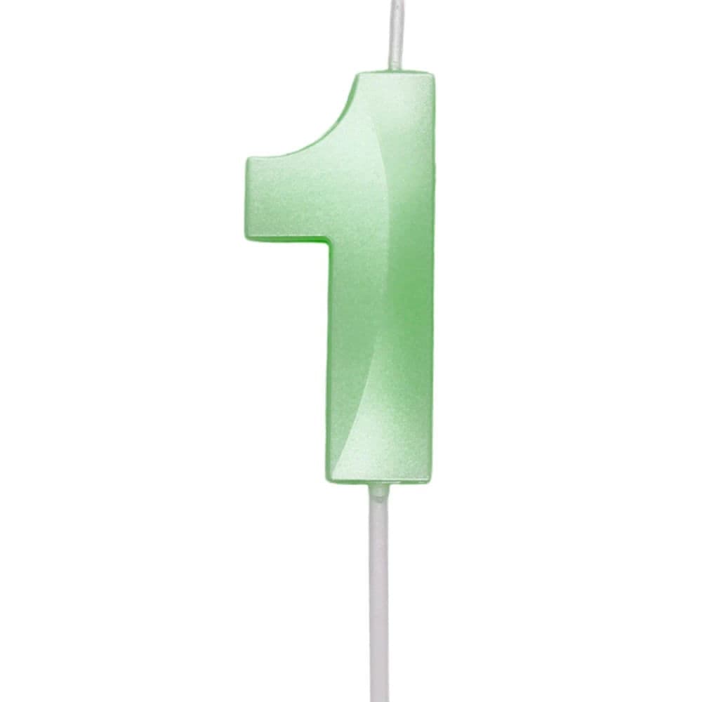Vela de Aniversário Mini Número 1 Verde Candy - Silver Plastic