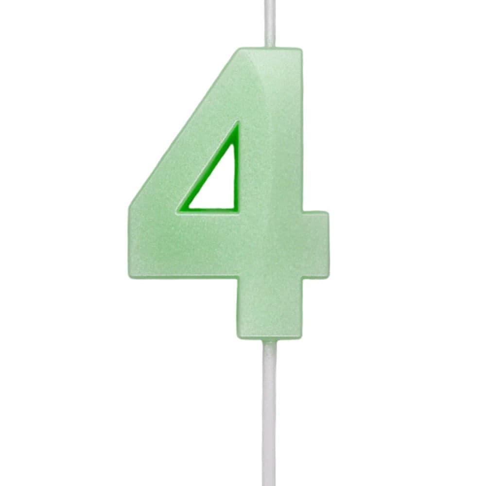 Vela de Aniversário Mini Número 4 Verde Candy - Silver Plastic