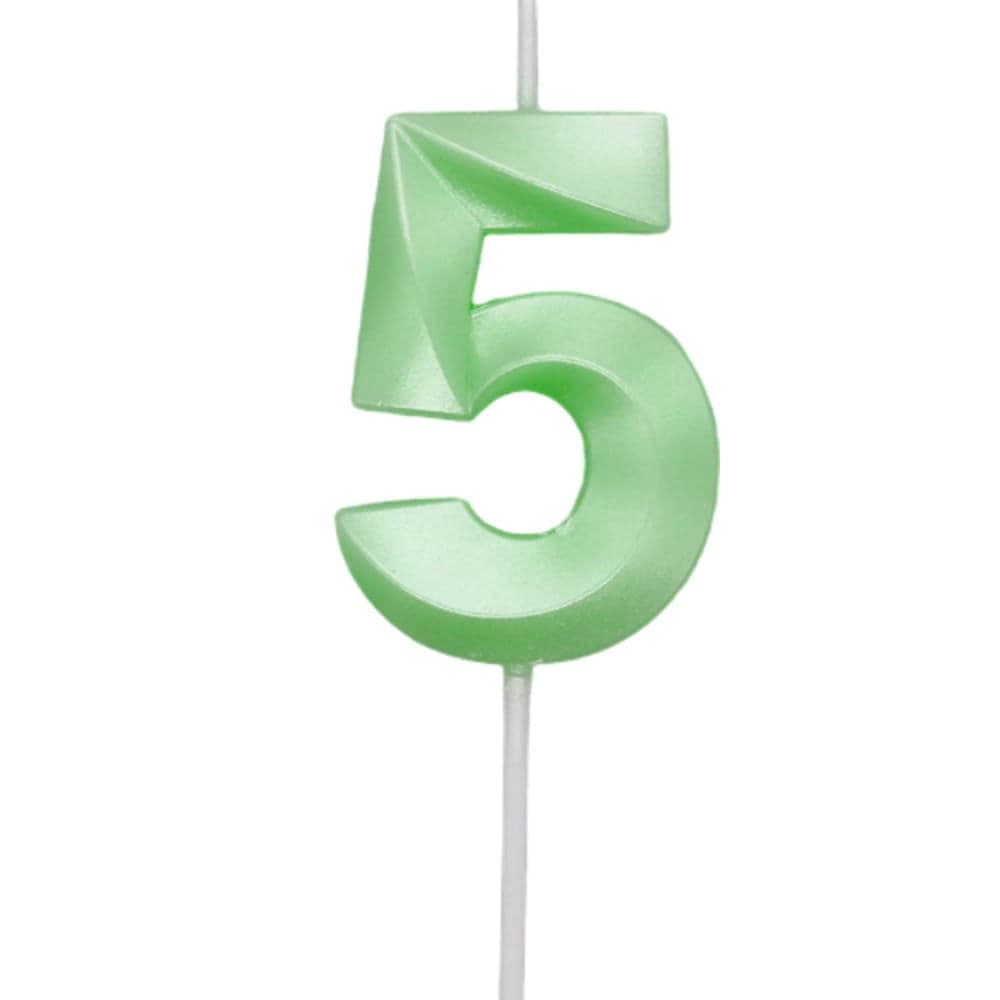 Vela de Aniversário Mini Número 5 Verde Candy - Silver Plastic