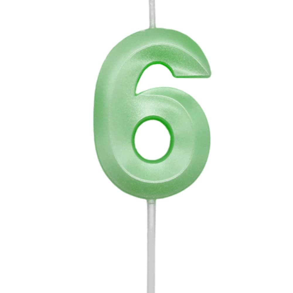 Vela de Aniversário Mini Número 6 Verde Candy - Silver Plastic
