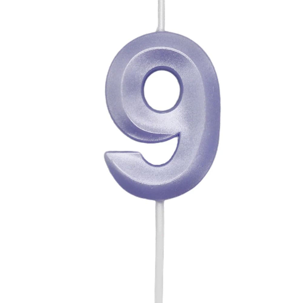 Vela de Aniversário Mini Número 9 Lilás Candy - Silver Plastic