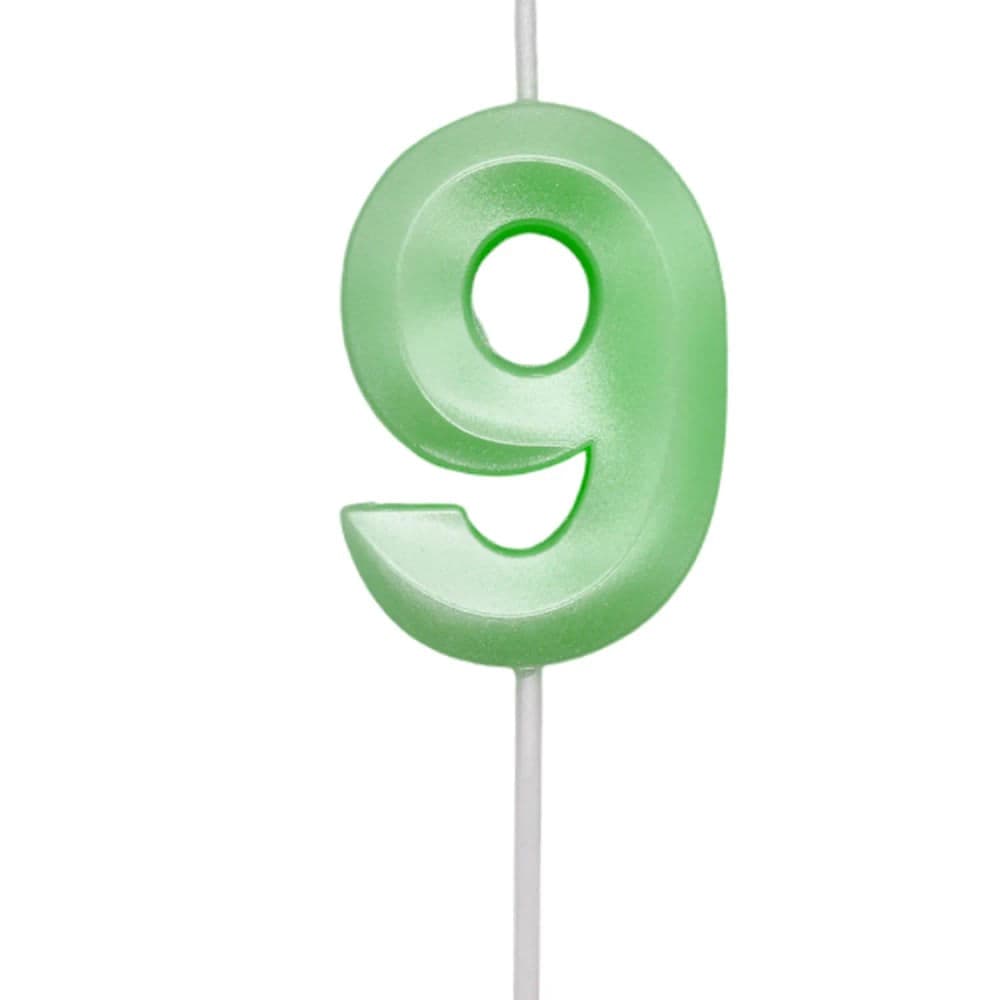 Vela de Aniversário Mini Número 9 Verde Candy - Silver Plastic