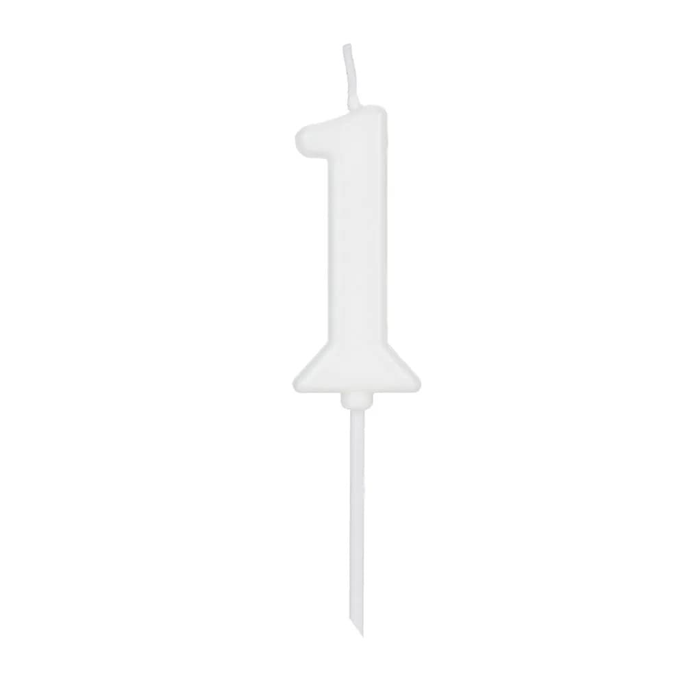 Vela de Aniversário Pick Número 1 Branca - Silver Plastic
