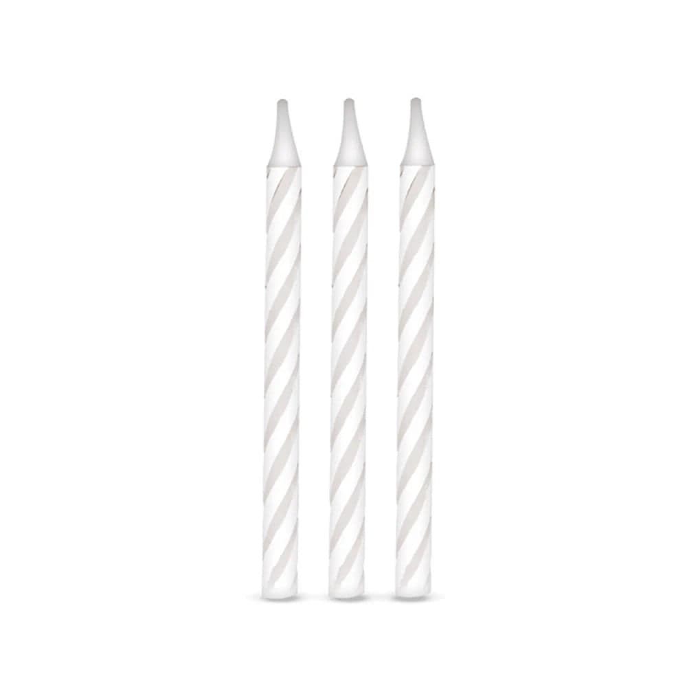 Vela Palitinho Espiral Branca - Silver Plastic