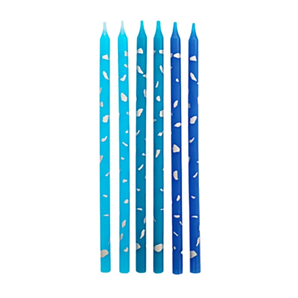 Vela Palito Azul e Prata 6 Unidades - Silver Festas