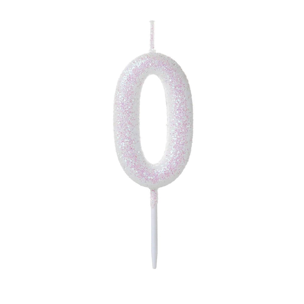 Vela Pick Glitter Número 0 Branca - Silver Plastic