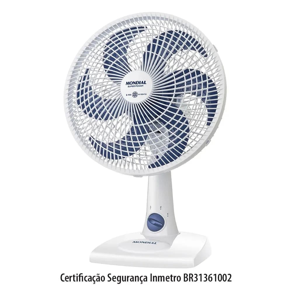 Ventilador de Mesa Mondial 6 Pás 30cm Branco — Ventilador de Mesa Mondial 6 Pás 30cm Branco · Ref. 3053
