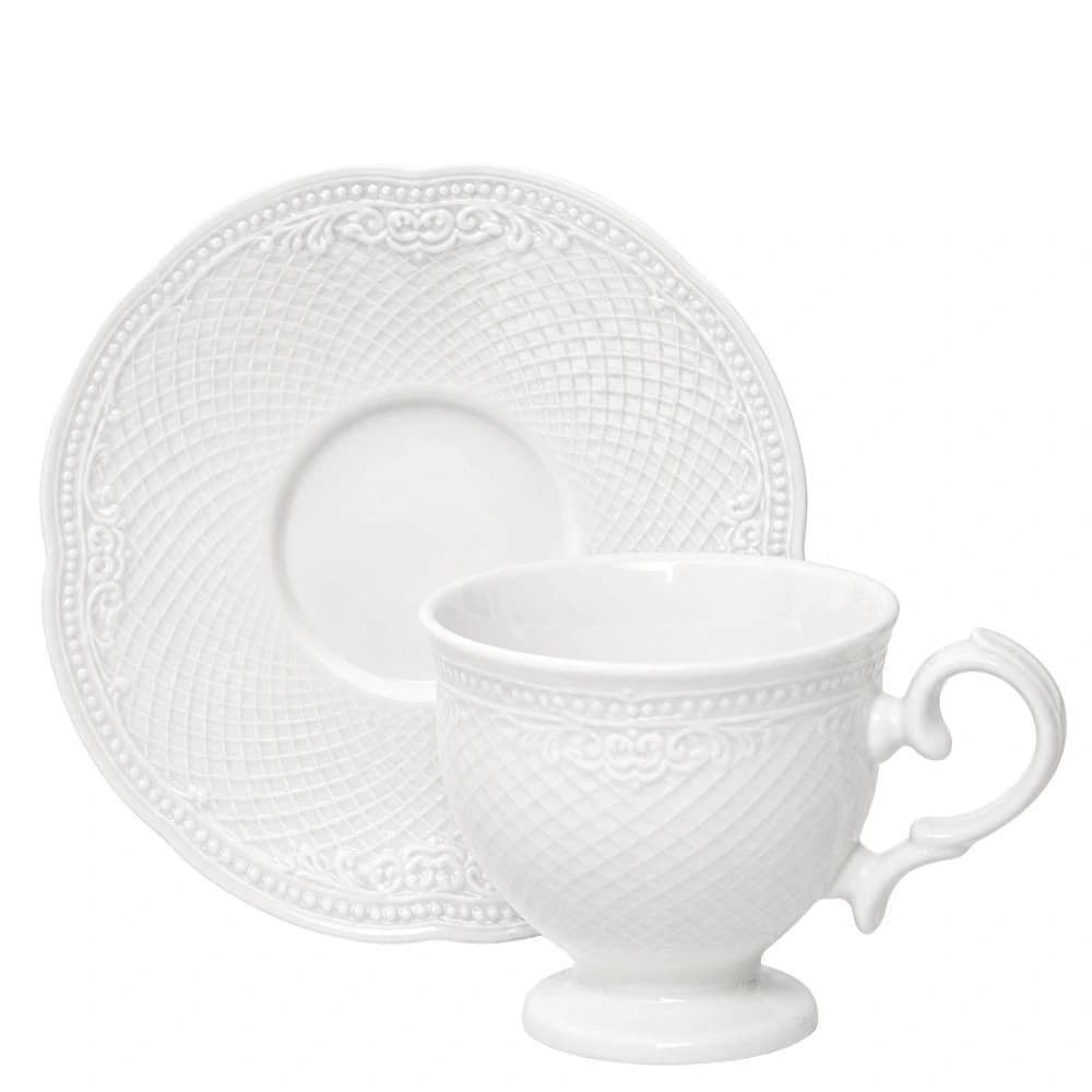 Xícara para Café com Pires de Porcelana Noble 100ml 6pçs