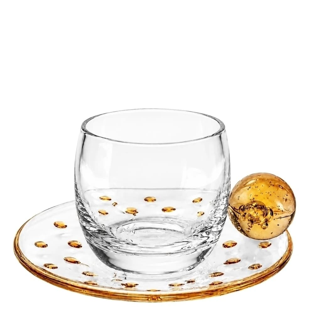 Xícara para Café de Vidro Esfera Âmbar 120ml