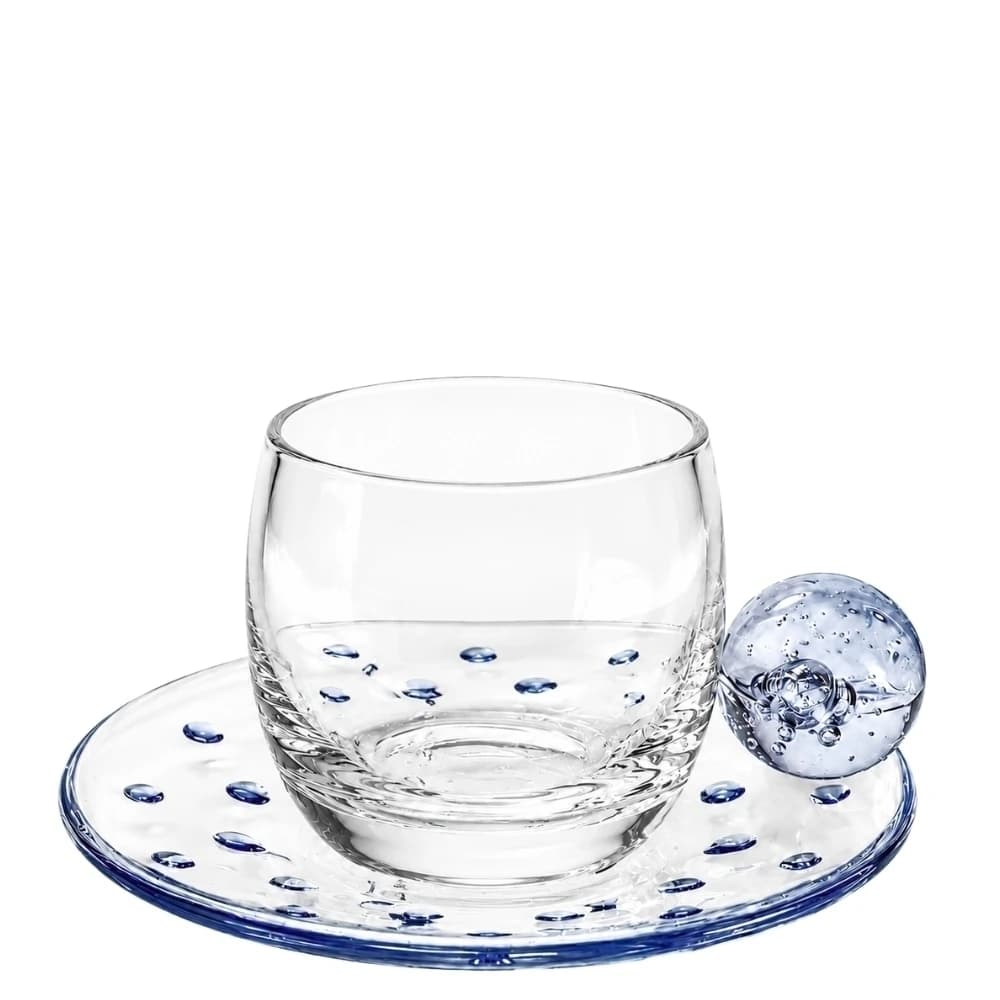 Xícara para Café de Vidro Esfera Azul 120ml