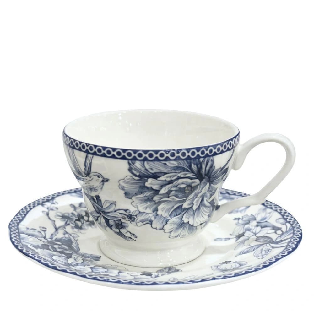 Xícara para Chá de Porcelana Jardin Bleu 250ml 6pçs