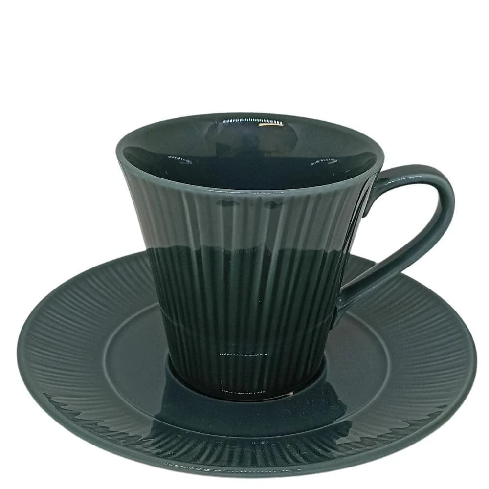 Xícara para Chá de Porcelana Noritake Conifere Teal 6pçs