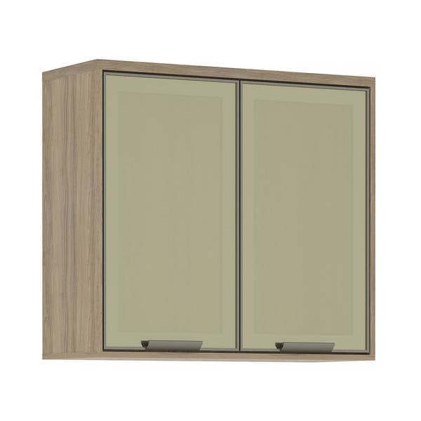 Armário Aéreo 2 Portas de Abrir 80x73x31,5cm MDP Reflecta Bronze Mel Selfie Luciane