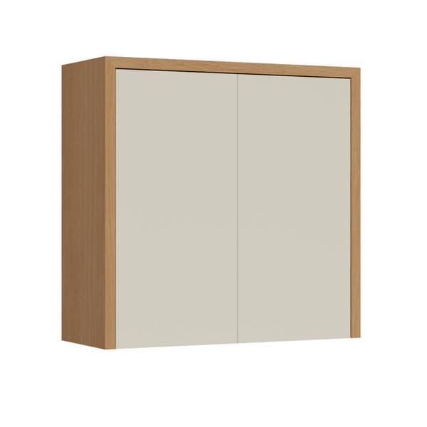 Armário Aéreo de Cozinha 100% MDF Carvalho e Greige com 2 Portas 78x80x32cm Condessa Nesher