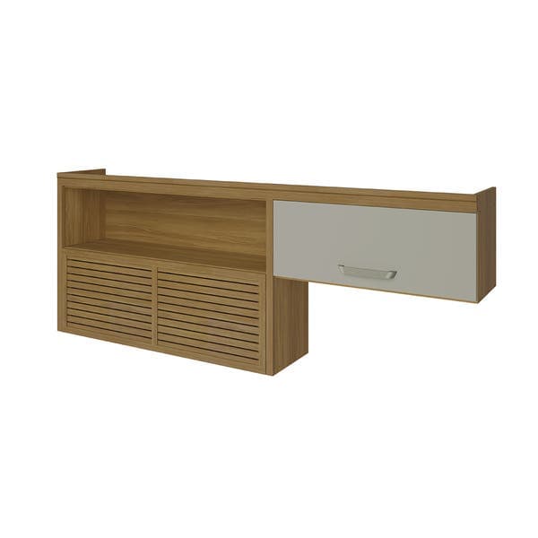 Armário Aéreo de Cozinha MDF Freijó e Off White com 2 Portas 200x76,4x32cm Safira Nesher