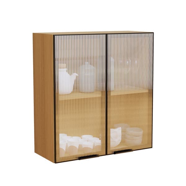 Armário Aéreo de Cozinha MDP Freijó com 2 Portas 80x85x33cm Slim Luciane