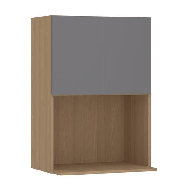 Armário Aéreo de Cozinha MDP Freijó e Cinza com 1 Porta 60x85x42cm Slim Luciane