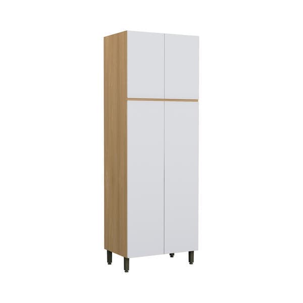 Armário Multiuso MDP Freijó e Branco com 4 Portas 80x230x53cm Slim Luciane