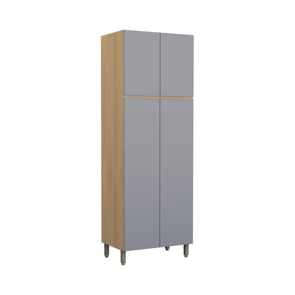Armário Multiuso MDP Freijo e Cinza Puro com 4 Portas 80x230x53cm Slim Luciane