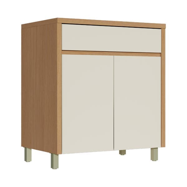 Balcão de Cozinha 100% MDF Carvalho e Greige com 2 Portas 91x80x52cm Condessa Nesher