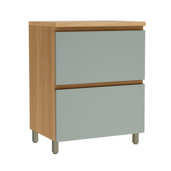 Balcão de Cozinha 100% MDF Nature e Verde com 1 Porta e 1 Gaveta 70x91x52cm Rainha Nesher