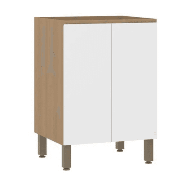 Balcão de Cozinha MDP Freijó e Branco com 2 Portas 60x87x53cm Slim Luciane