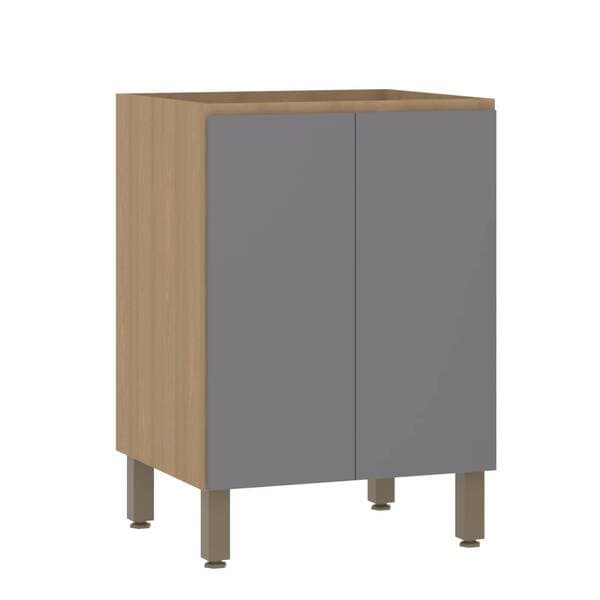 Balcão de Cozinha MDP Freijó e Cinza com 2 Portas 60x87x53cm Slim Luciane