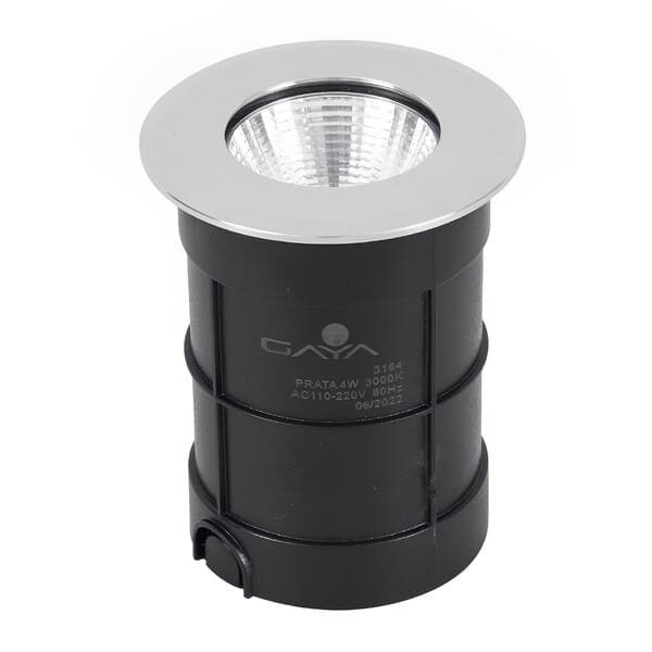 Balizador LED Externo de Chão Cob Prata Plástico 4W Luz Amarela IP67 Bivolt Gaya