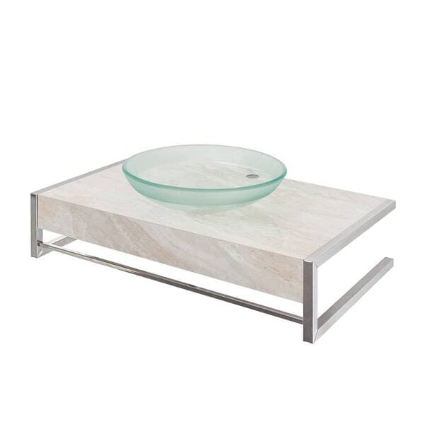 Bancada de Banheiro em Cerâmica com 1 Cuba de Apoio 25,9x44,7x71,2cm Pequena Bege Cris Metal