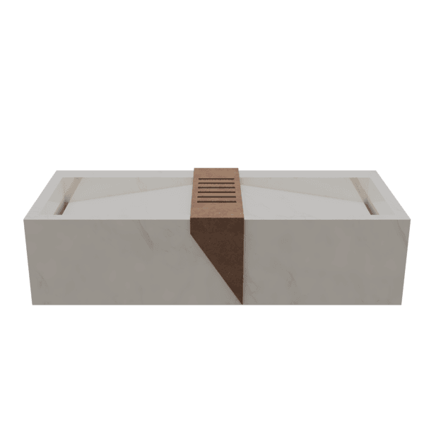 Bancada de Banheiro em Porcelanato com 2 Cubas Esculpidas 30x120x50cm Grande Marmorizado Gold Premium Esculpida Bongut