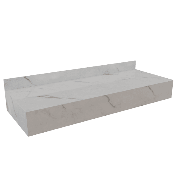 Bancada de Banheiro em Porcelanato para Cuba de Apoio 15x120x45cm Grande Marmorizado Gold Vip Bongut