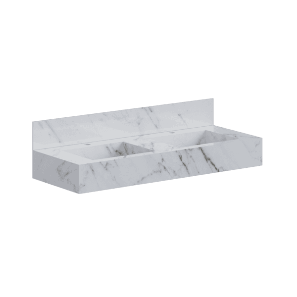 Bancada de Porcelanato com 2 Cubas Esculpidas 120x45cm Branco Verona Cozimax