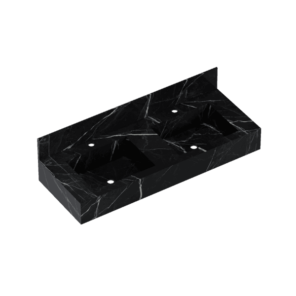 Bancada de Porcelanato com 2 Cubas Esculpidas 120x45cm Preto Verona Cozimax