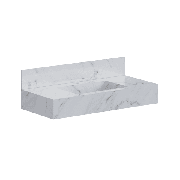 Bancada de Porcelanato com Cuba Esculpida 100x45cm Branco Verona Cozimax