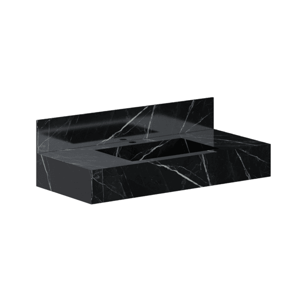 Bancada de Porcelanato com Cuba Esculpida 100x45cm Preto Verona Cozimax