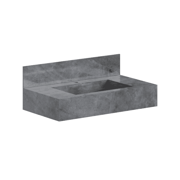 Bancada de Porcelanato com Cuba Esculpida 83x45cm Cinza Verona Cozimax