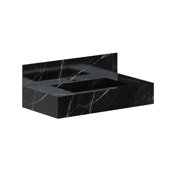 Bancada de Porcelanato com Cuba Esculpida 83x45cm Preto Verona Cozimax