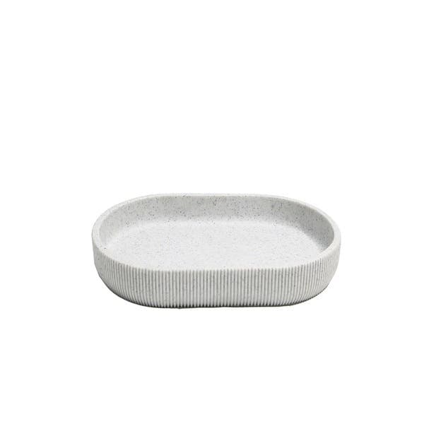 Bandeja para Banheiro de Poliresina Branca 2x12x20cm Canelado Oikos
