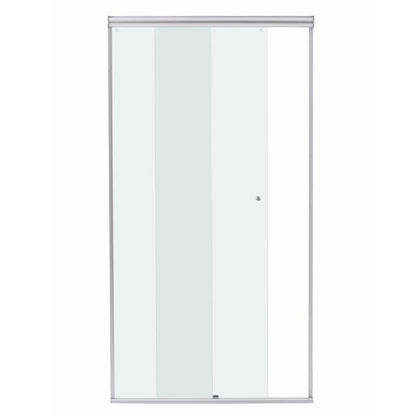 Box para Banheiro 100x190cm Vidro Incolor Frontal de Correr 2 Folhas Prata Fosco Simple Speed Temper